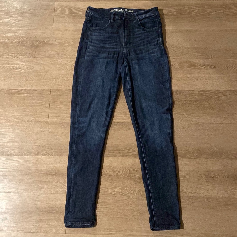 AE Next Level Stretch Super Hi Rise Jegging Dark Wash Size 6